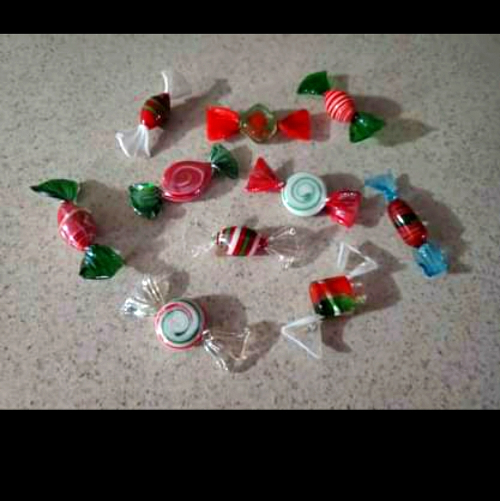 10 Vintage/Antique Blown Glass Candies